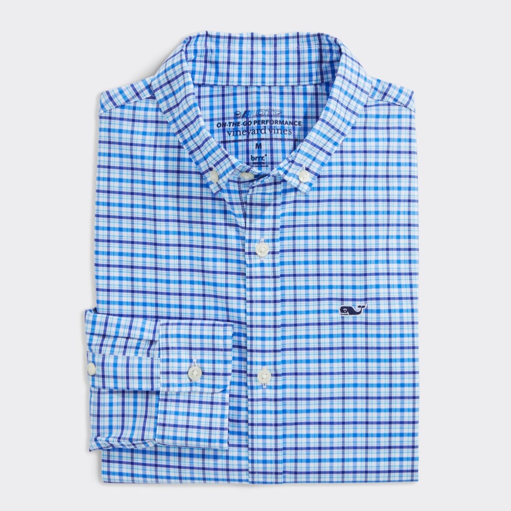 Vineyard Vines Boys Size 5 Blue Check Buttondown Shirt
